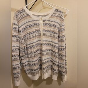 Croft & Barrow Women's Cardigan - Cream and Gray Pattern XL